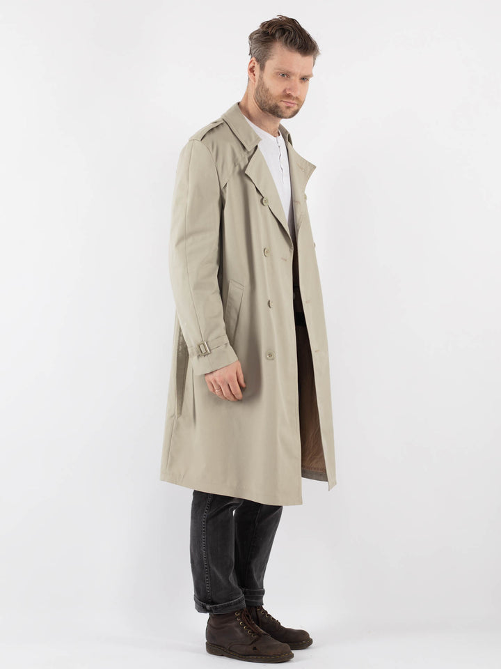 Vintage 70's Men Trench Coat in Beige