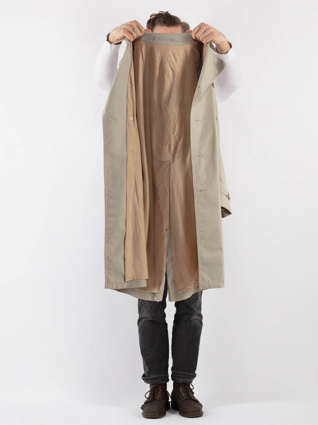 Vintage 70's Men Trench Coat in Beige