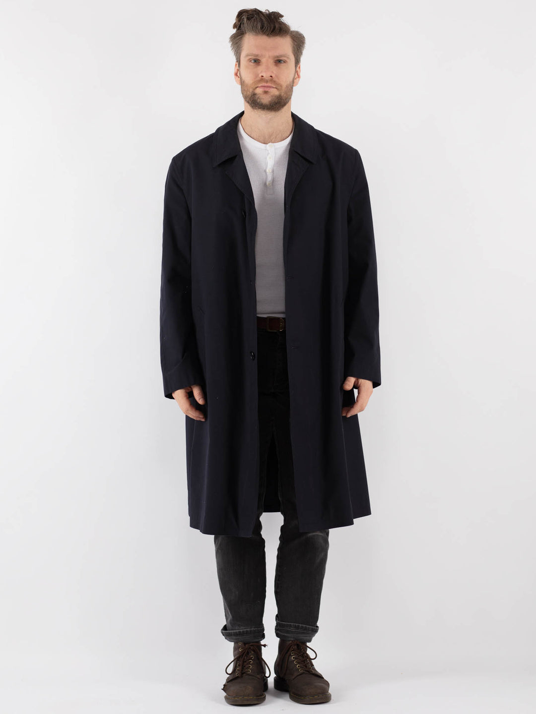 Vintage 90's Men Trench Coat in Blue