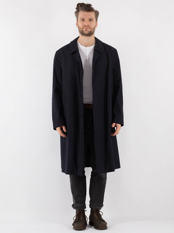 Vintage 90's Men Trench Coat in Blue