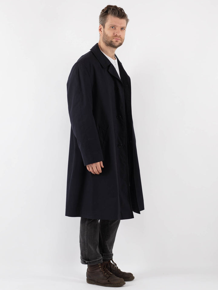 Vintage 90's Men Trench Coat in Blue