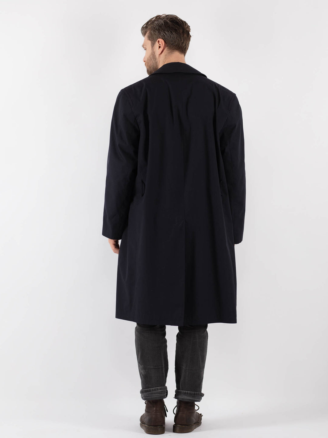 Vintage 90's Men Trench Coat in Blue