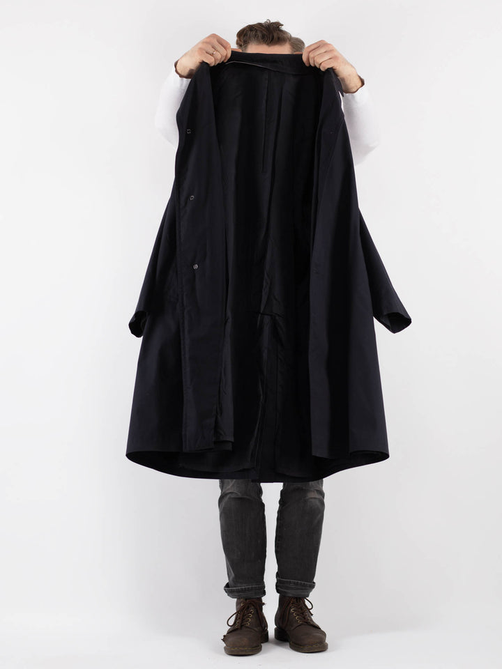 Vintage 90's Men Trench Coat in Blue