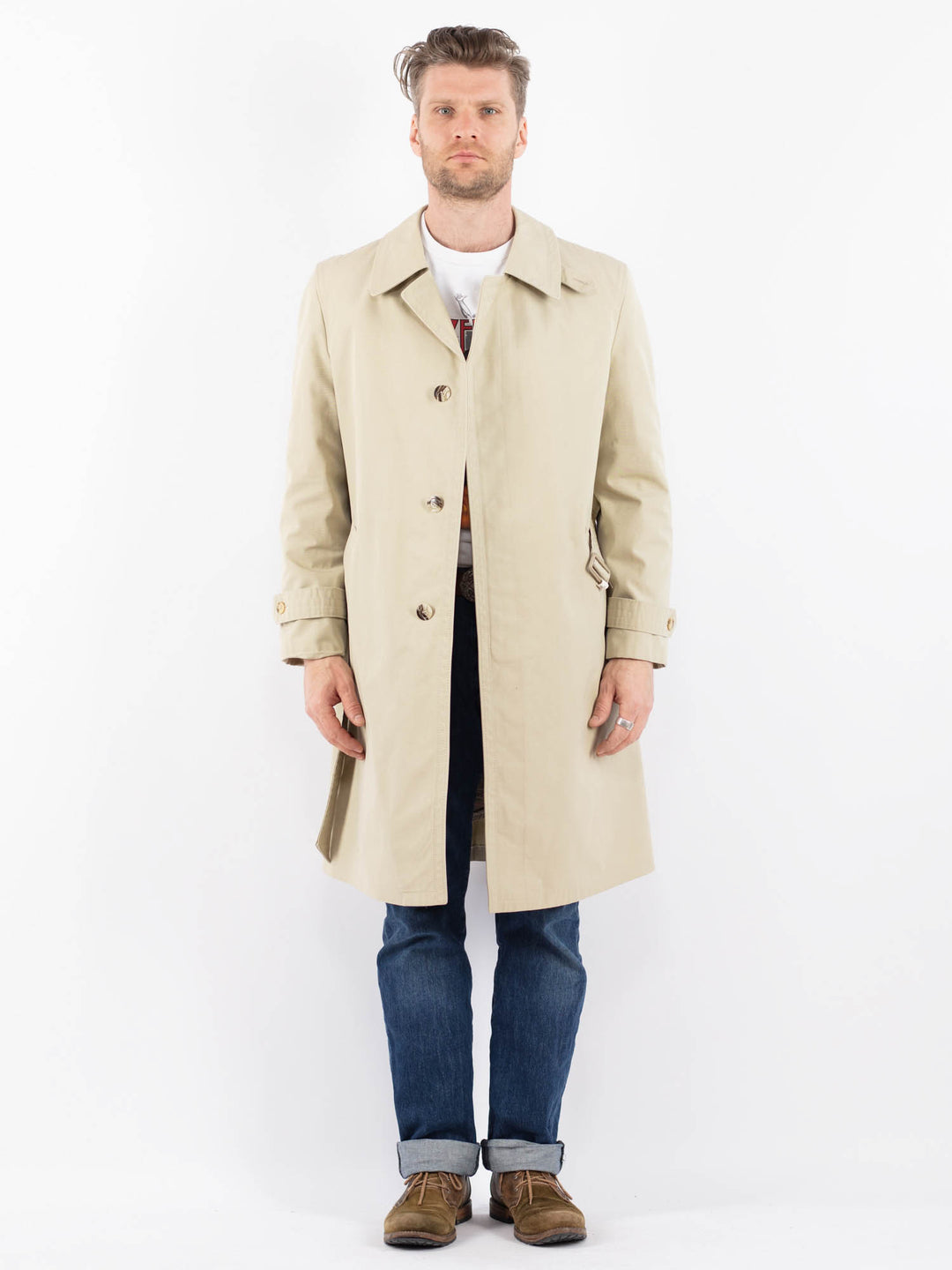 Vintage 70's Men Trench Coat in BeigeZ1504