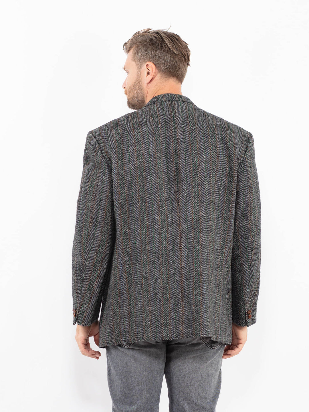 Vintage 90. gadu vīriešu Harris Tweed žakete bēšā krāsā