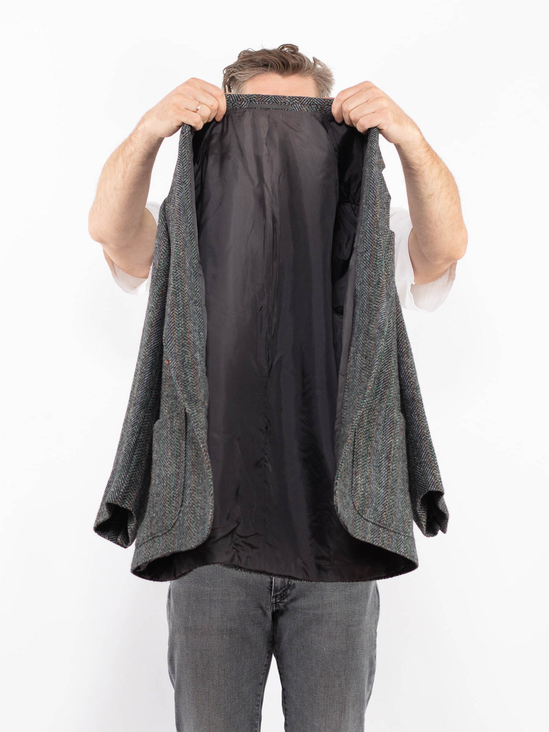 Vintage 90. gadu vīriešu Harris Tweed žakete bēšā krāsā