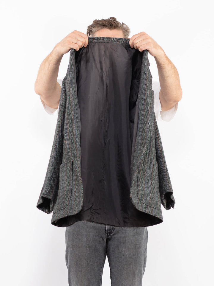 Vintage 90. gadu vīriešu Harris Tweed žakete bēšā krāsā