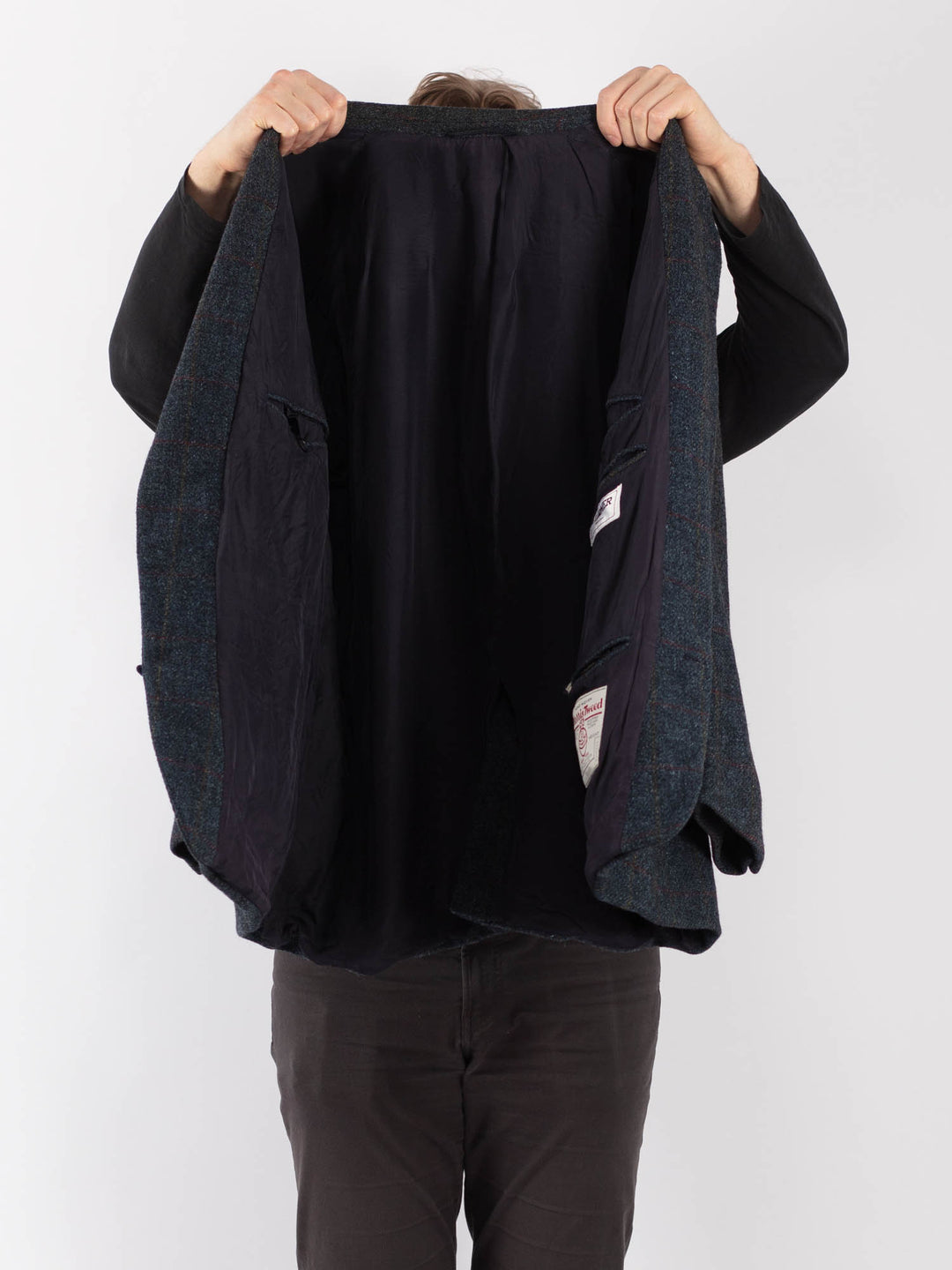 Vintage 90. gadu vīriešu Harris Tweed žakete bēšā krāsā