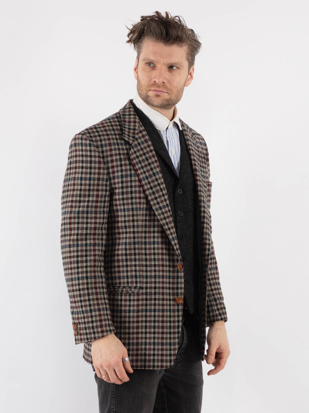 Vintage 70's Men Wool Blazer Jacket in Multi - NorthernGrip