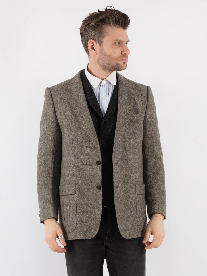 Vintage 70's Men Wool Blazer Jacket in Gray - NorthernGrip