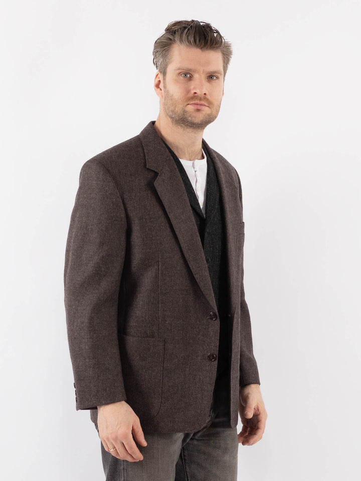 Vintage 70's Men Wool Blazer Jacket in BrownZ1071