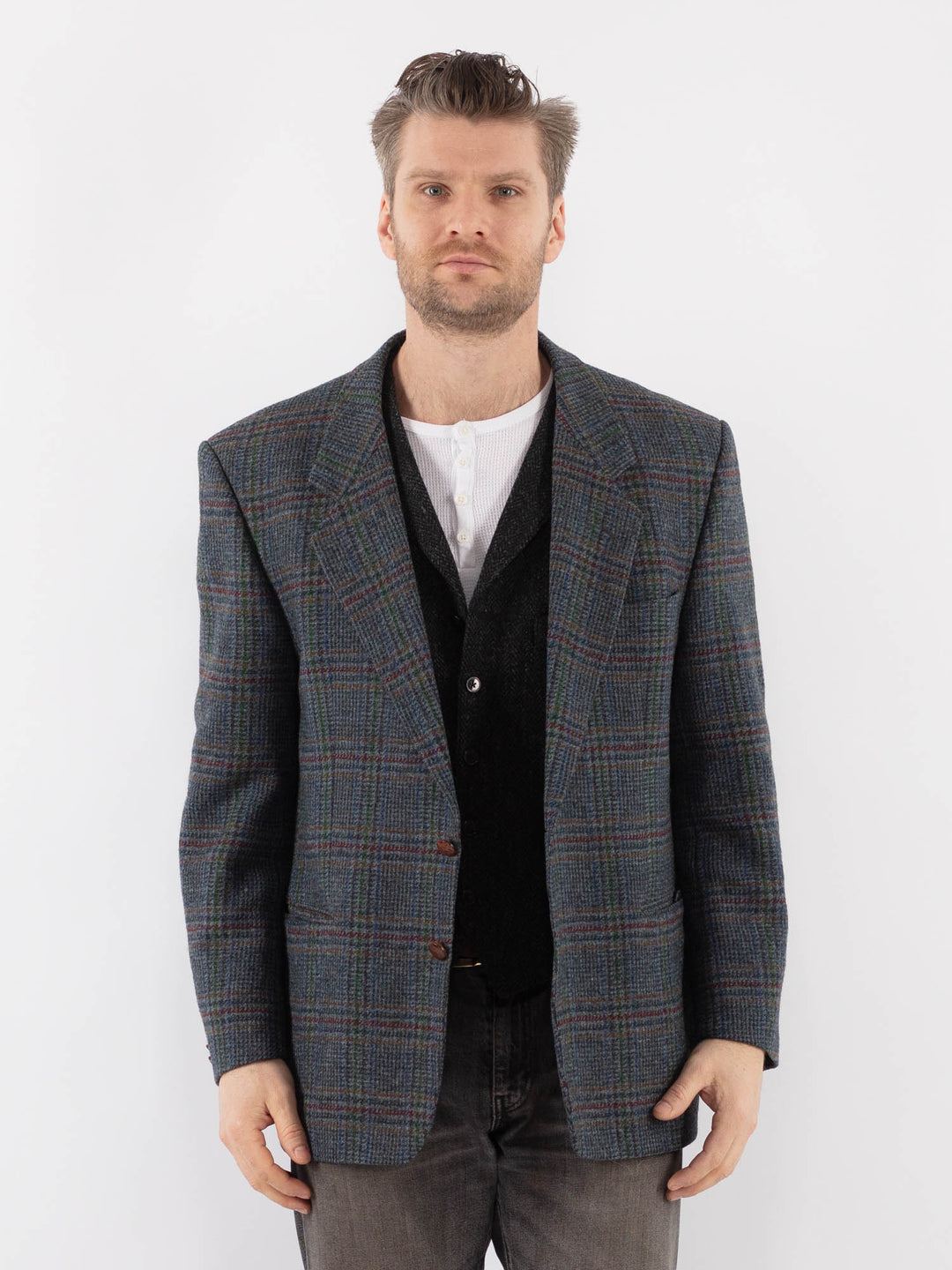 Vintage 70's Men Wool Blazer Jacket in BlueZ1074