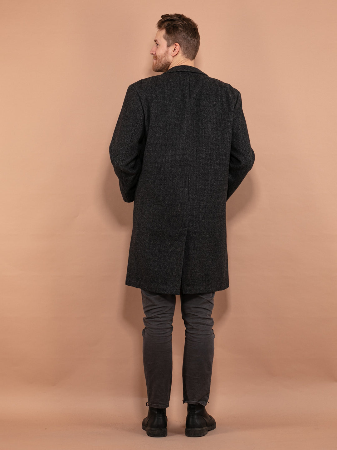 Vintage 70's Men Wool Blend Coat in Grey - NorthernGrip