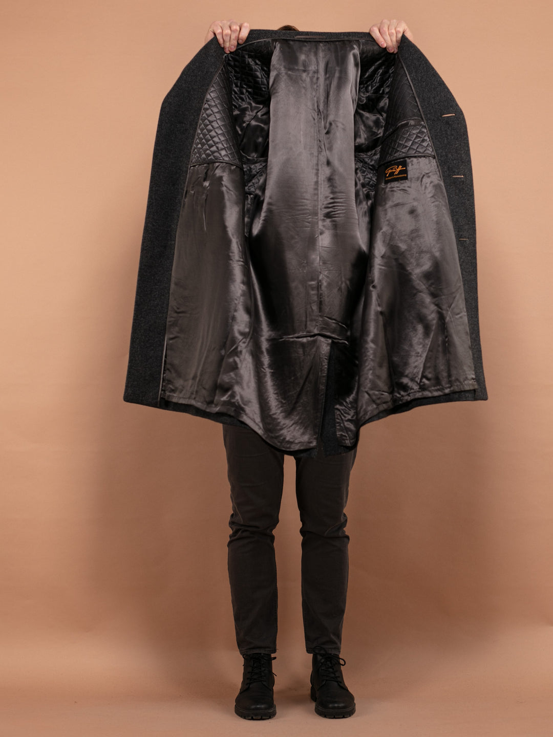 Vintage 70's Men Wool Blend Coat in Grey - NorthernGrip