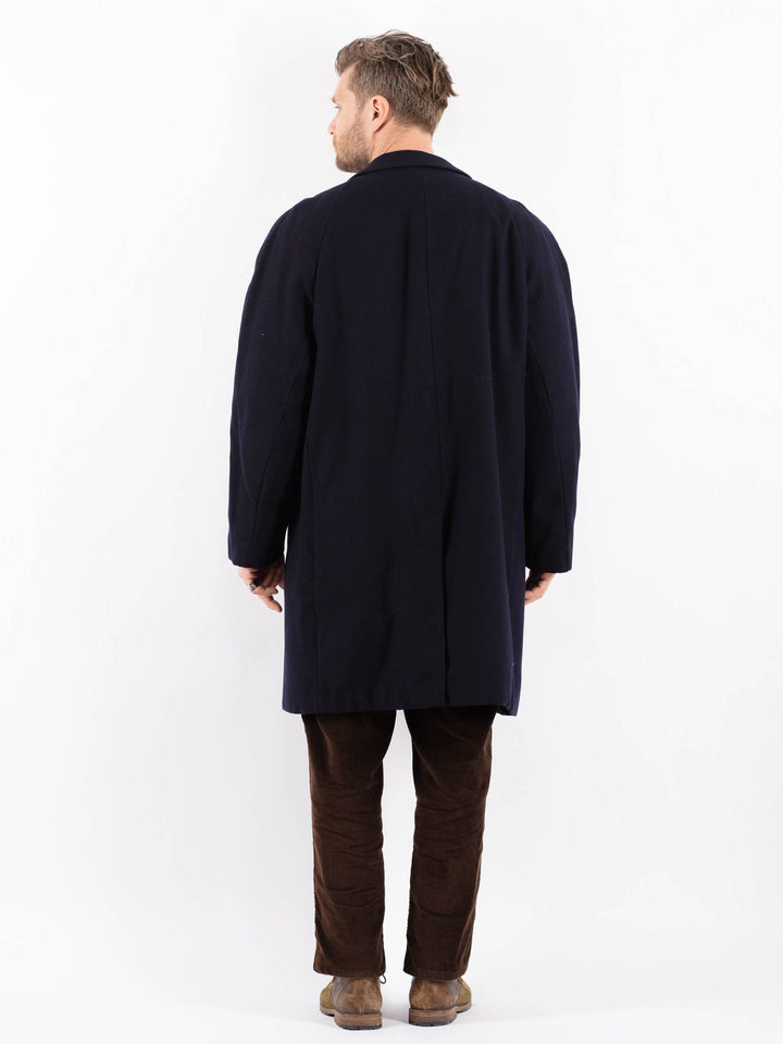 Vintage 70's Men Wool Coat in BlueZ1606