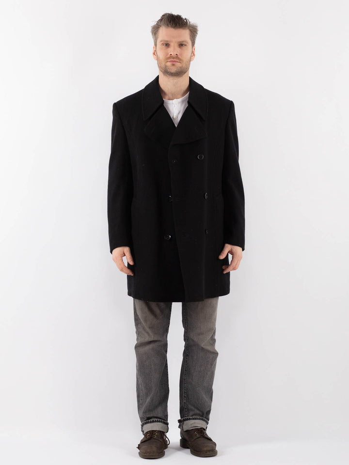 Vintage 70's Men Wool Blazer Coat in BlackZ1117