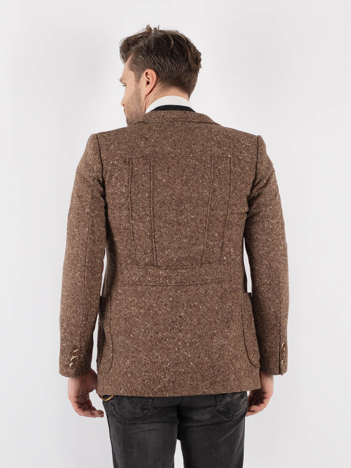 Vintage 70's Men Wool Blazer Jacket in Brown