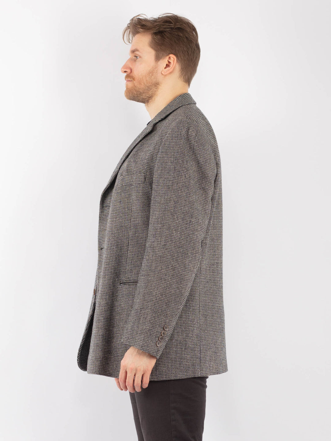 Vintage 90. gadu vīriešu vilnas žakete pelēkā krāsā