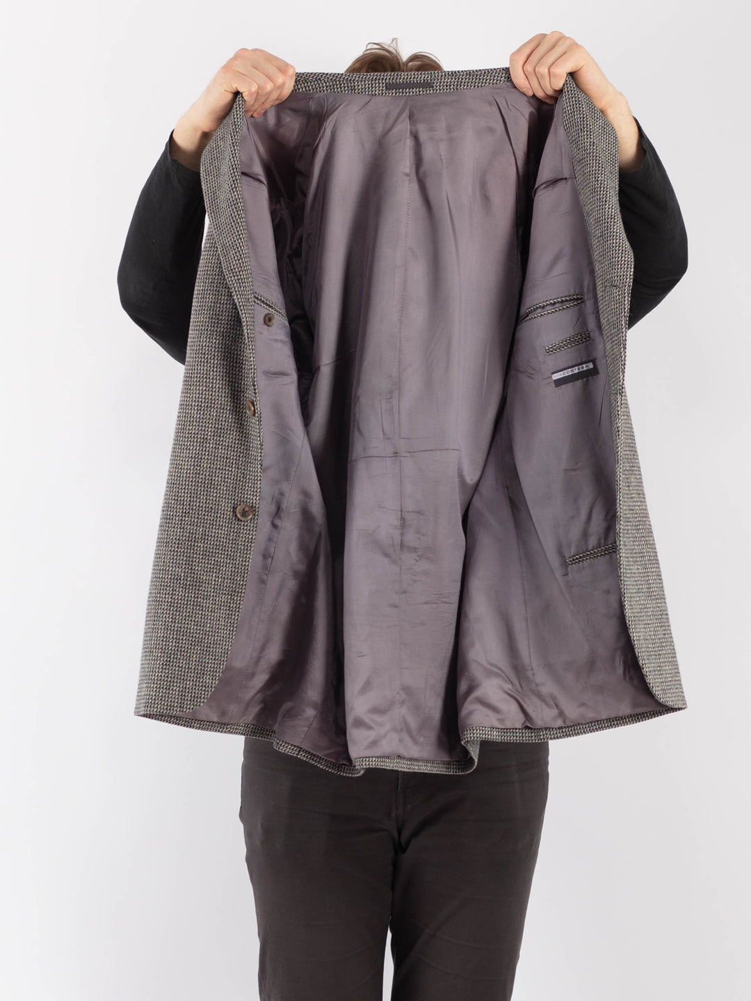 Vintage 90. gadu vīriešu vilnas žakete pelēkā krāsā