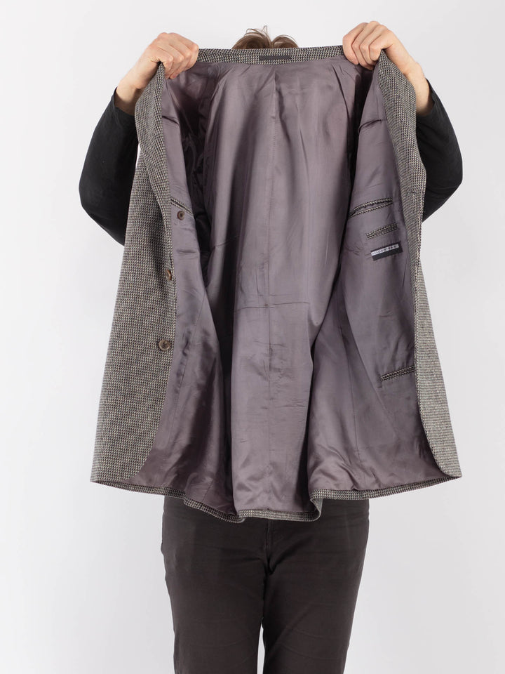 Vintage 90. gadu vīriešu vilnas žakete pelēkā krāsā