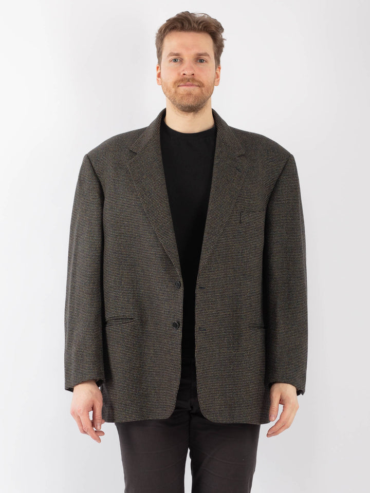 Vintage 90. gadu vīriešu vilnas žakete pelēkā krāsā