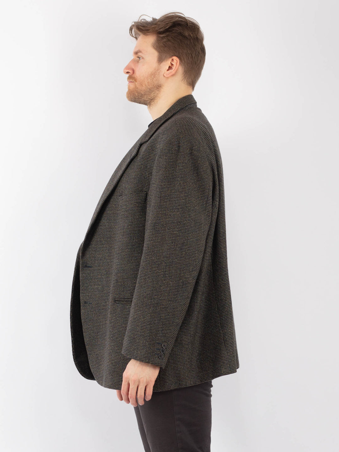 Vintage 90. gadu vīriešu vilnas žakete pelēkā krāsā