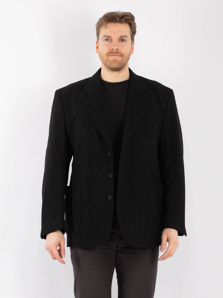 Vintage 90. gadu vīriešu vilnas žakete pelēkā krāsā