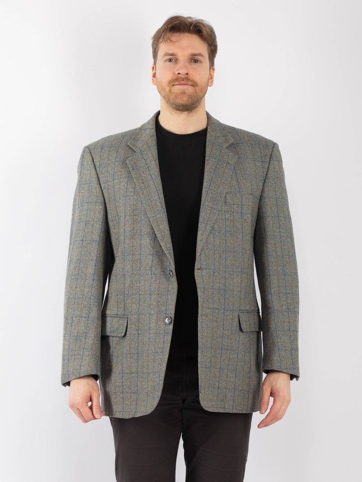 Vintage 90. gadu vīriešu vilnas žakete pelēkā krāsā