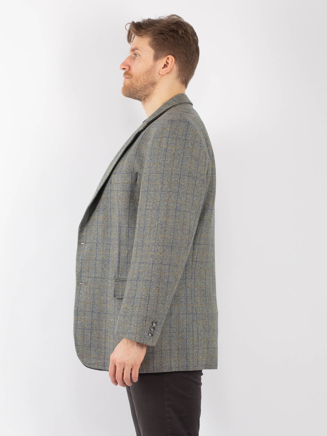 Vintage 90. gadu vīriešu vilnas žakete pelēkā krāsā