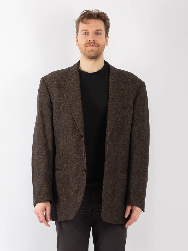 Vintage 70. gadu vīriešu vilnas žakete pelēkā krāsā