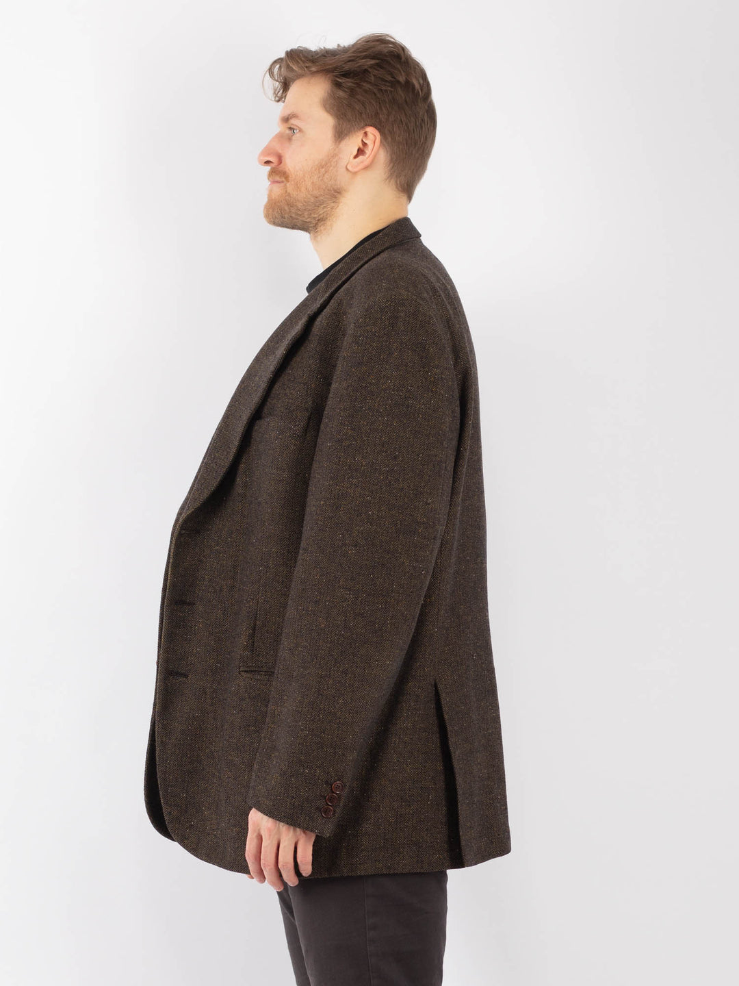 Vintage 70. gadu vīriešu vilnas žakete pelēkā krāsā