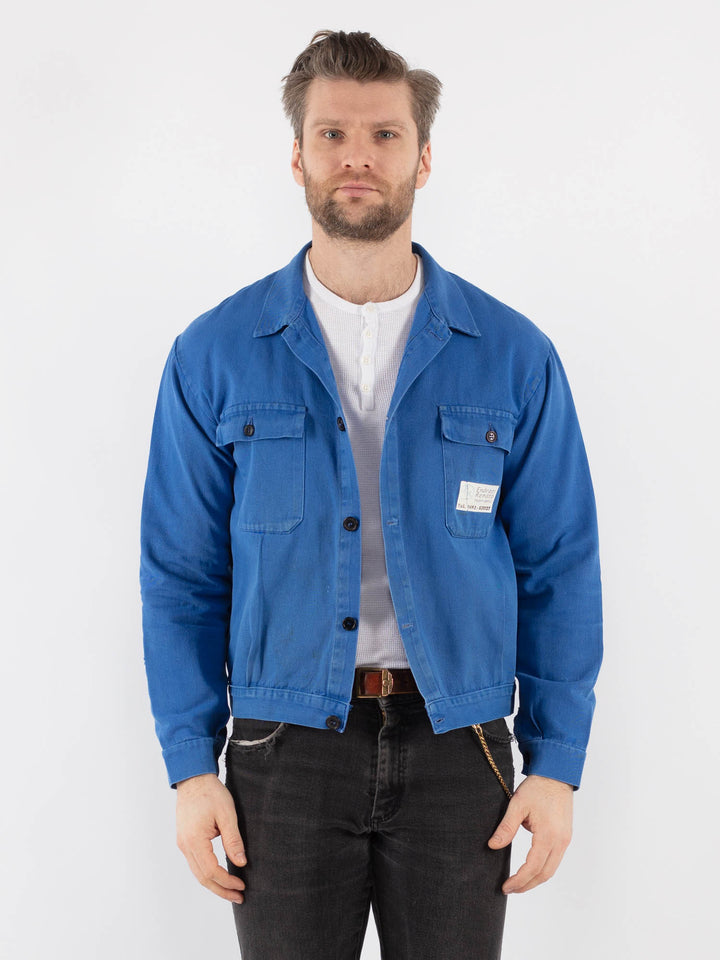 Vintage 70's Men Work Jacket in Blue