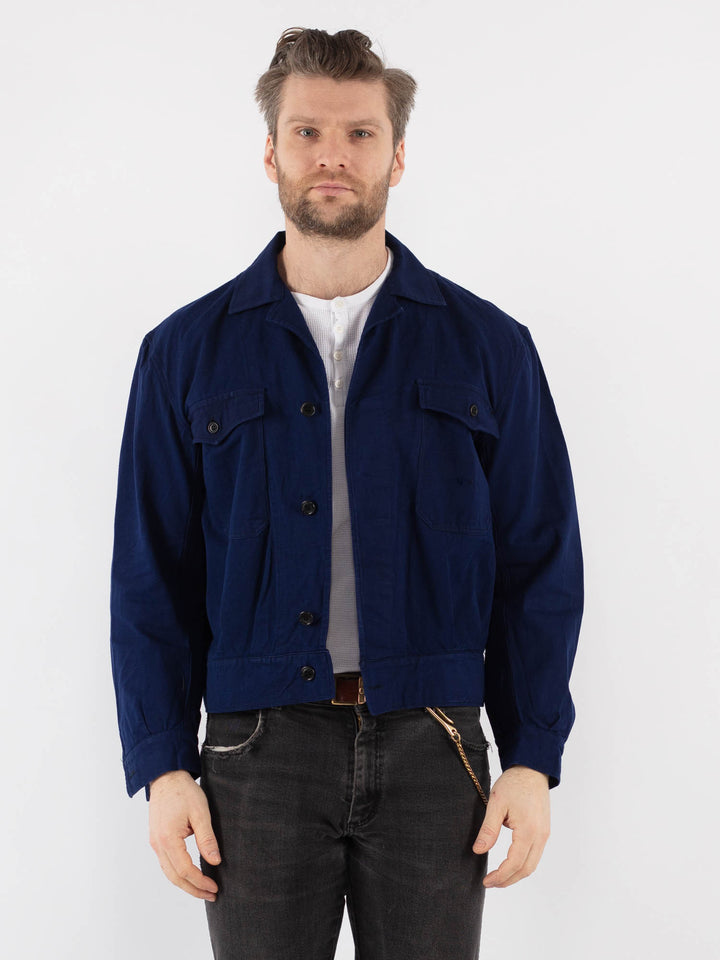 Vintage 70's Men Work Jacket in Blue