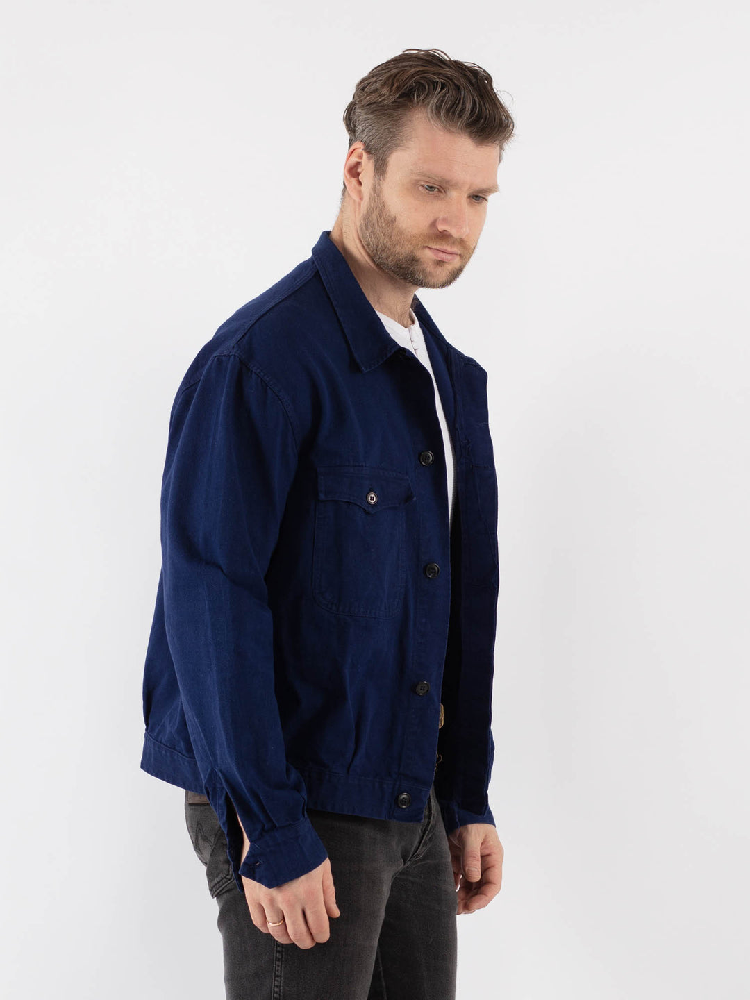 Vintage 70's Men Work Jacket in Blue