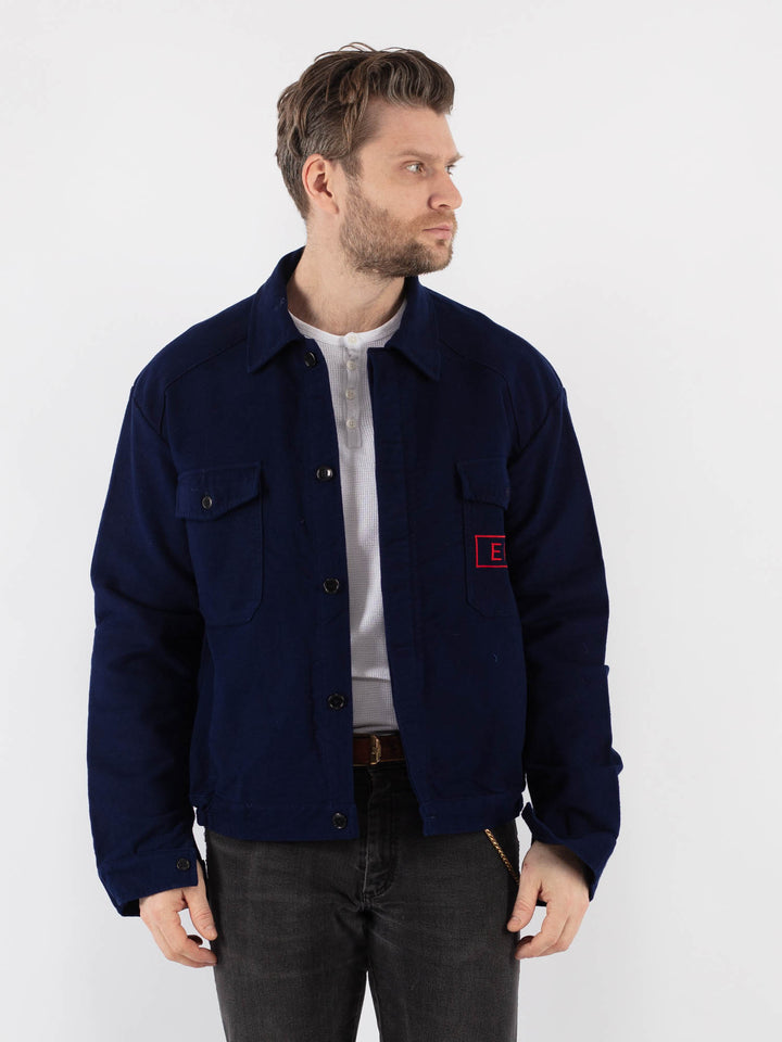 Vintage 70's Men Work Jacket in Blue