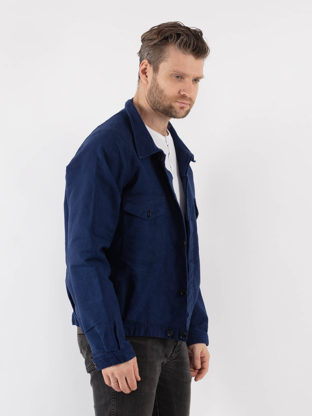 Vintage 70's Men Work Jacket in Blue