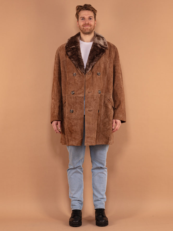 Vintage 70's Men Suede Sherpa Coat in Brown - NorthernGrip
