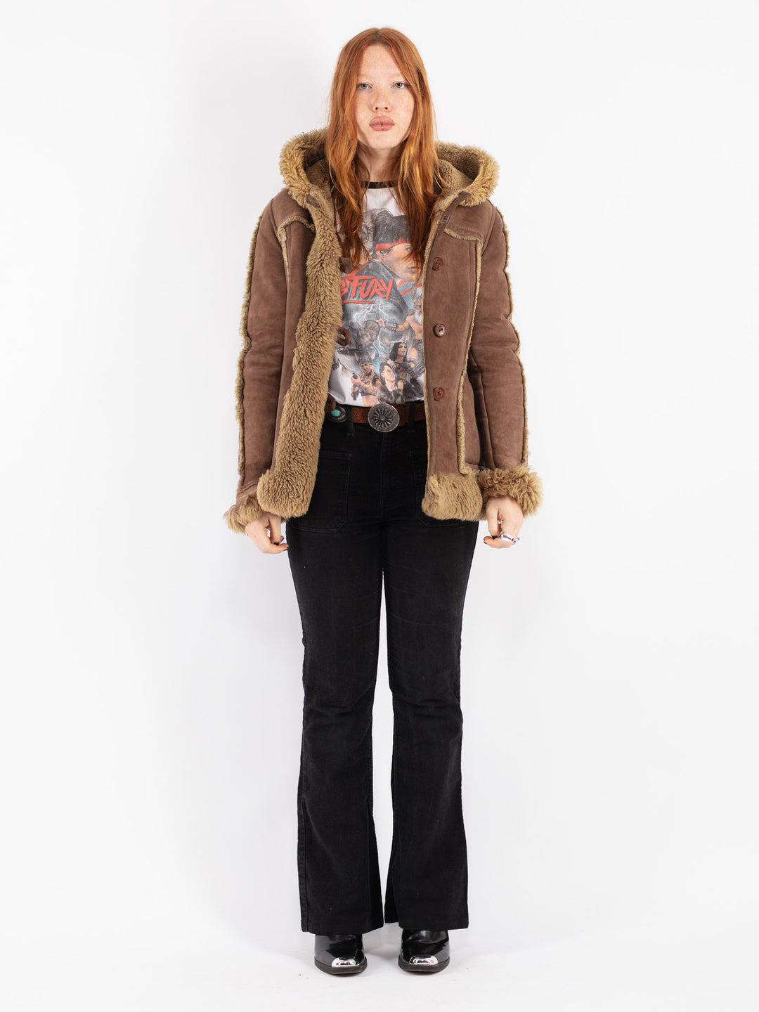 Vintage 70's Women Sheepskin Jacket in Brown