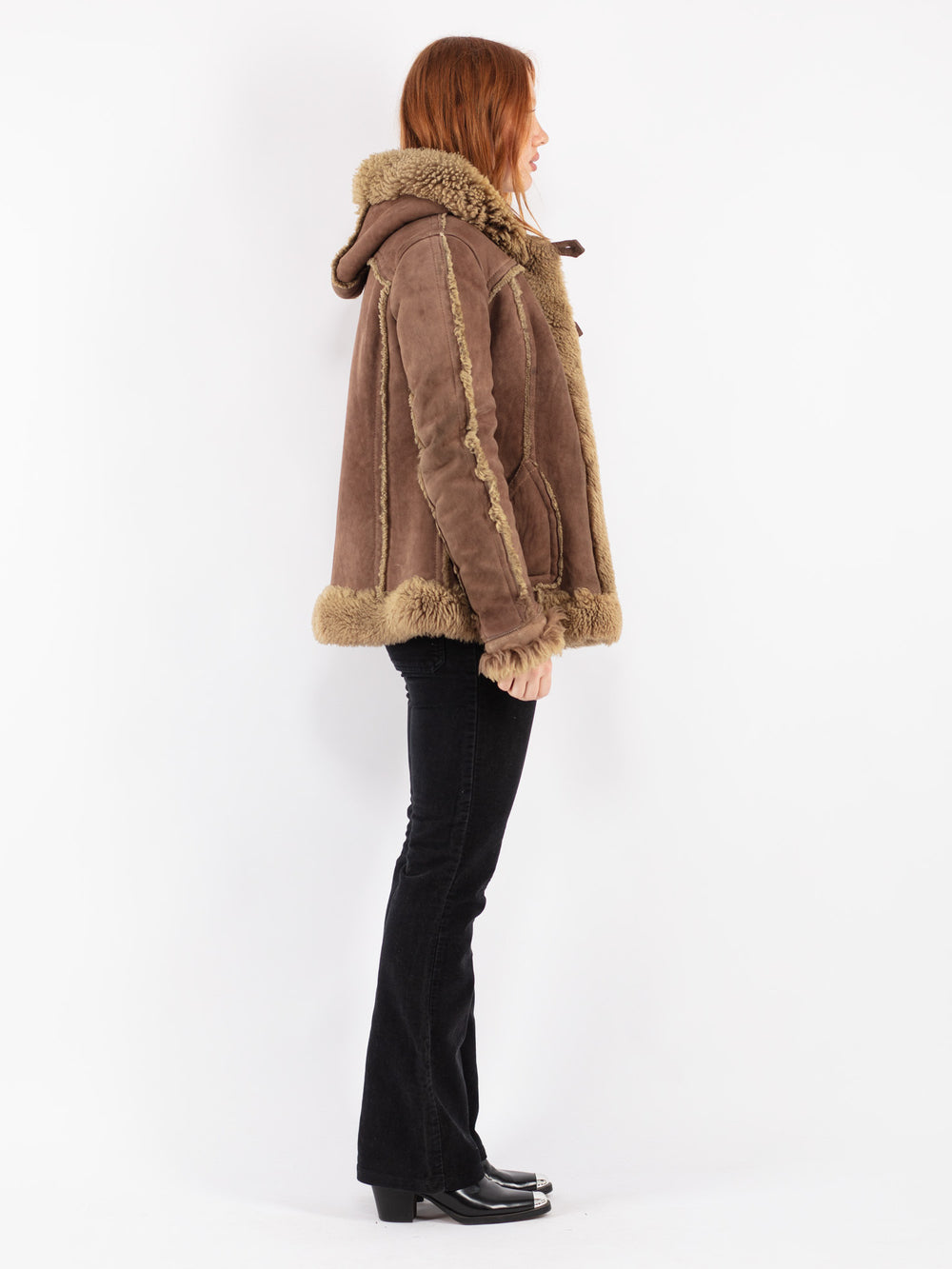 Vintage 70's Women Sheepskin Jacket in Brown