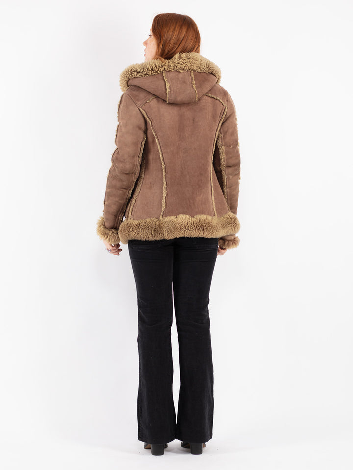 Vintage 70's Women Sheepskin Jacket in Brown