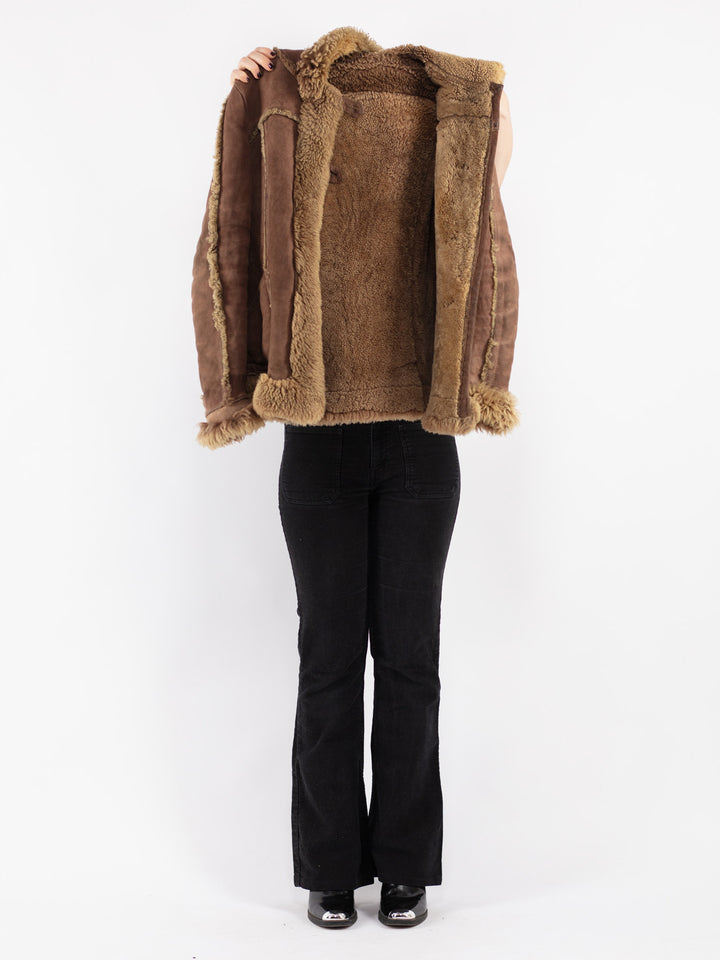 Vintage 70's Women Sheepskin Jacket in Brown