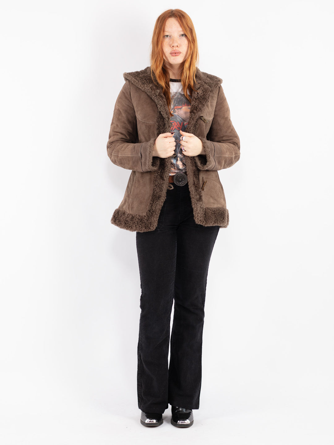 Vintage 70's Women Sheepskin Jacket in Brown