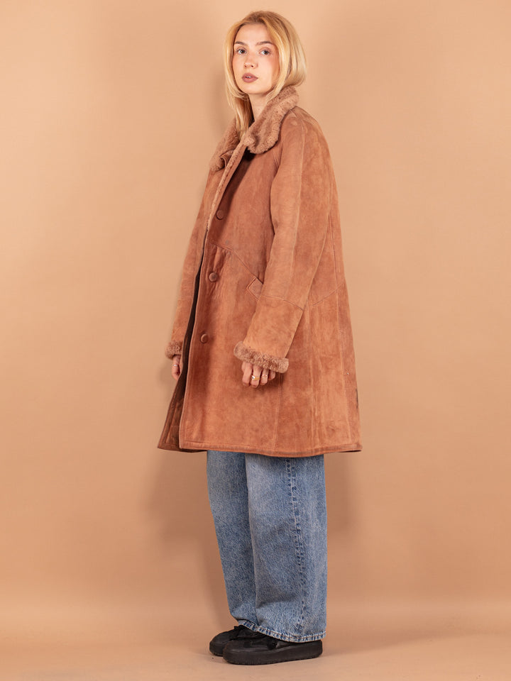 Vintage Women Sheepskin Coat in Brown - NorthernGrip