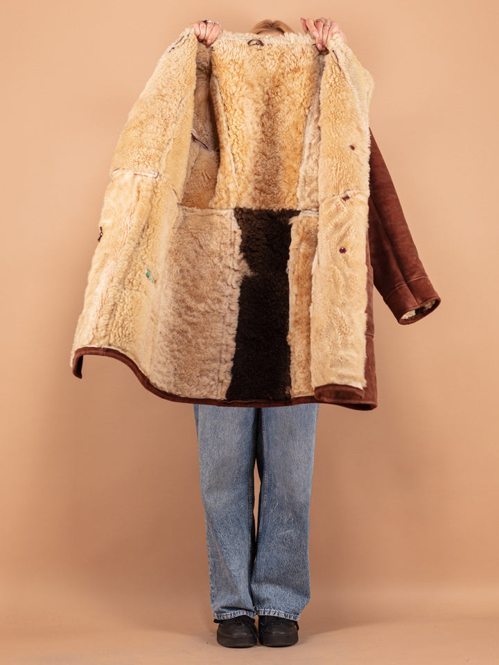 Vintage 70's Women Sheepskin Coat in Brown - NorthernGrip