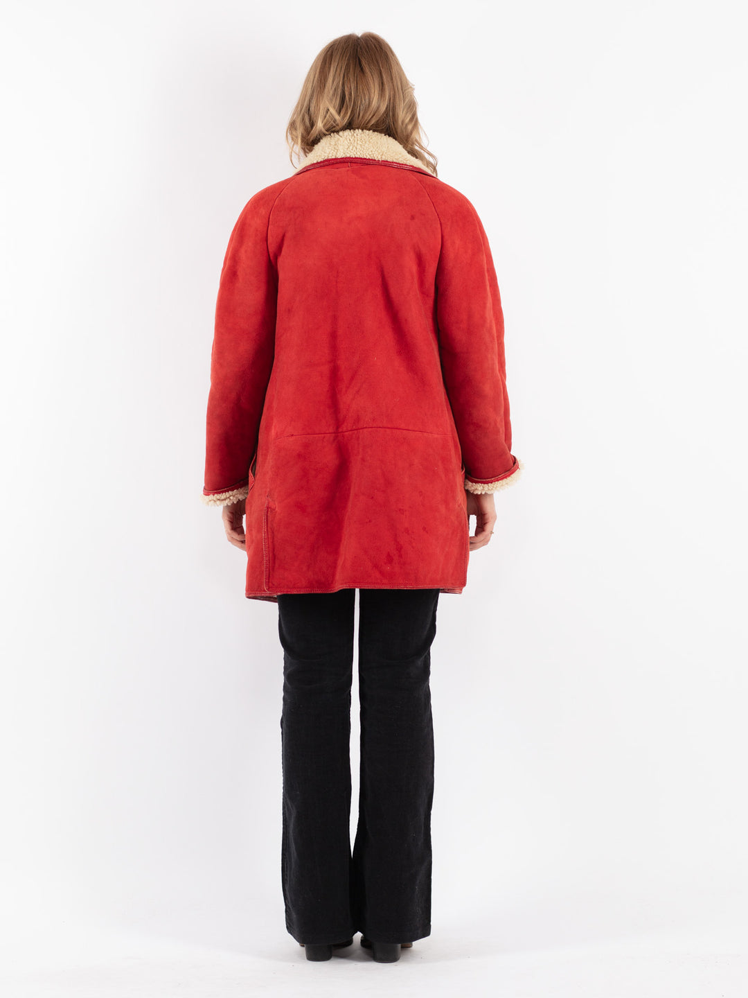 Vintage 70's Women Sheepskin Coat in RedV8863-1