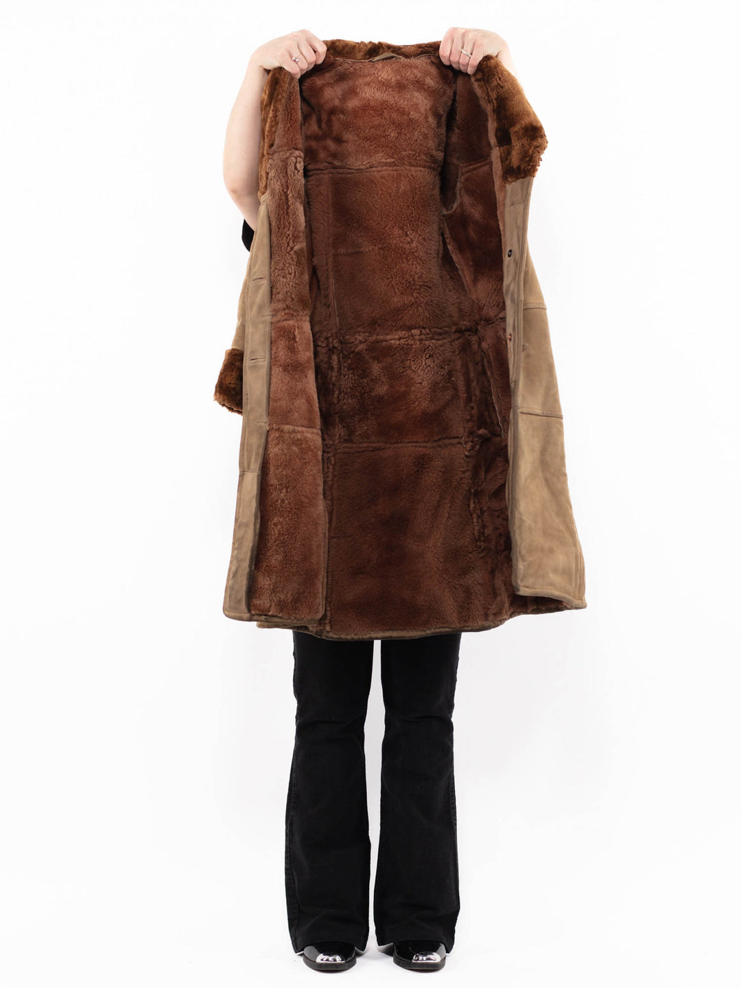 Vintage 70's Women Sheepskin Coat in BeigeA0874