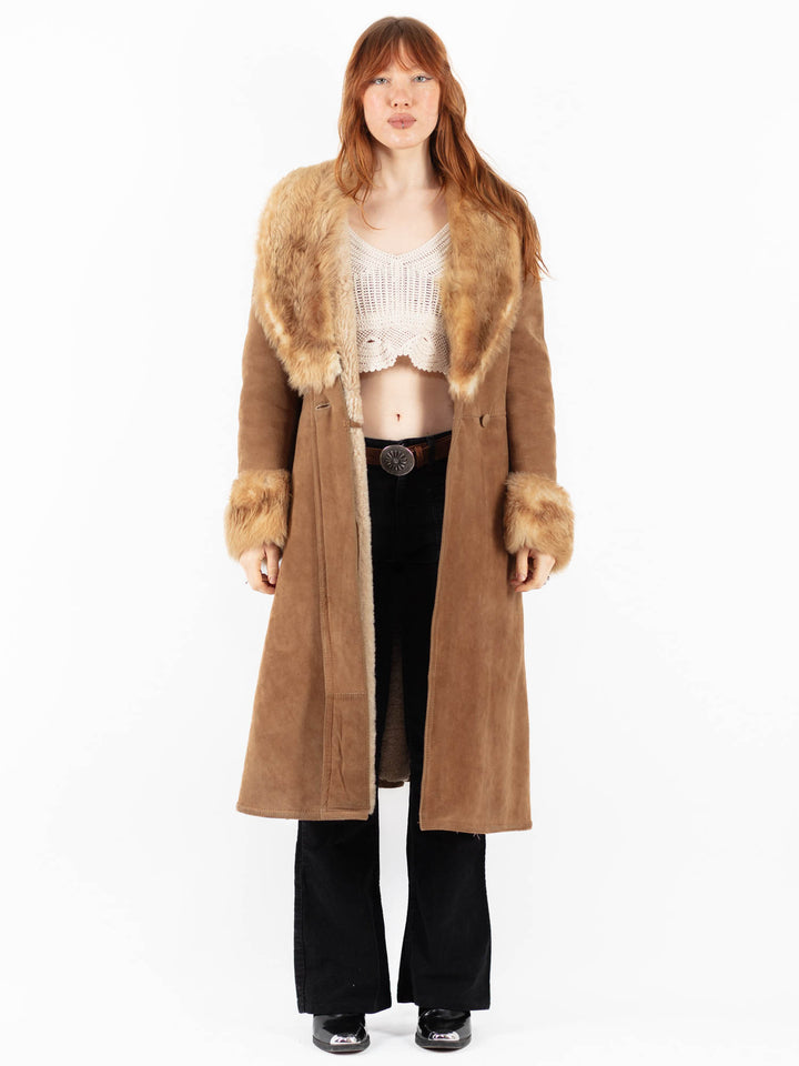 Vintage 70's Women Sheepskin Coat in BeigeV9747