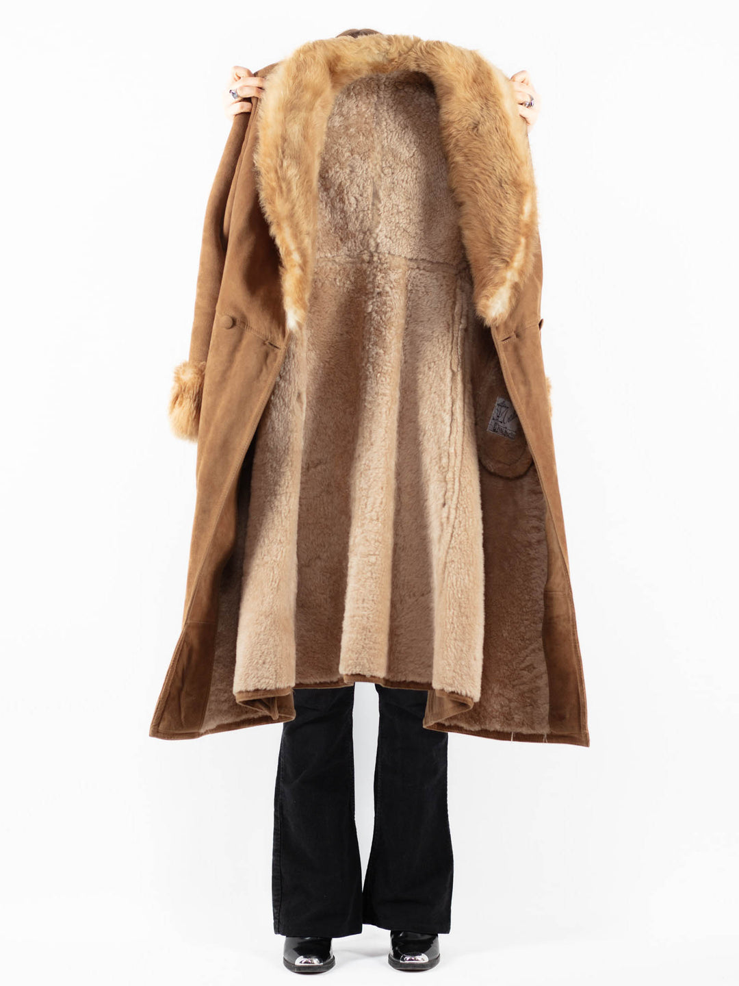 Vintage 70's Women Sheepskin Coat in BeigeV9747