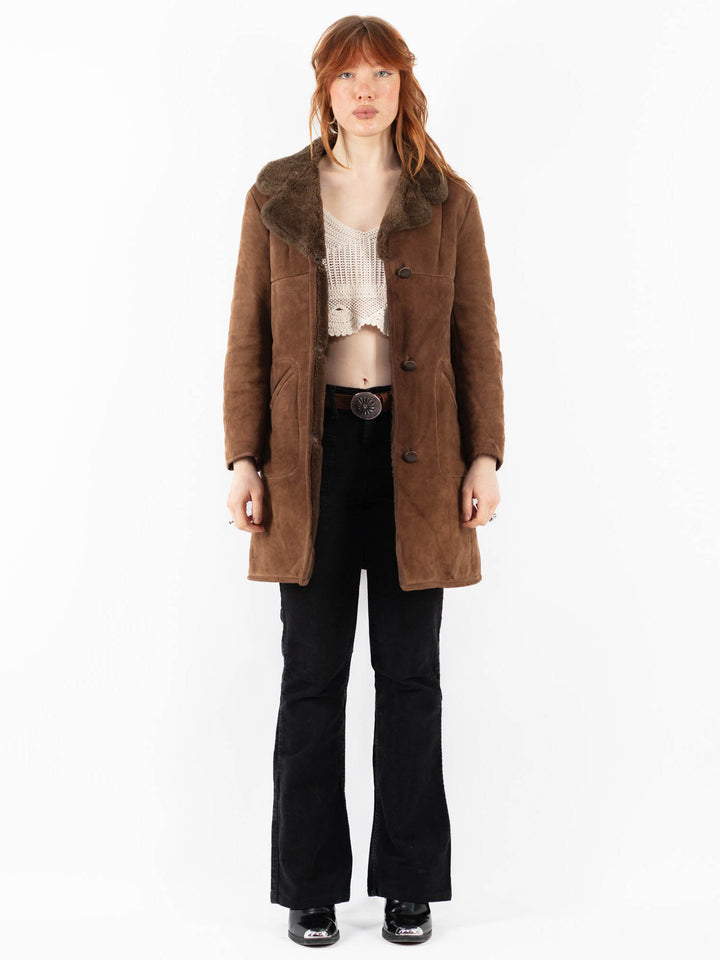 Vintage 70's Women Sheepskin Coat in BrownV9755