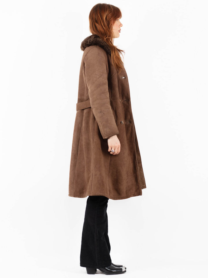 Vintage 70's Women Sheepskin Coat in BrownV9756